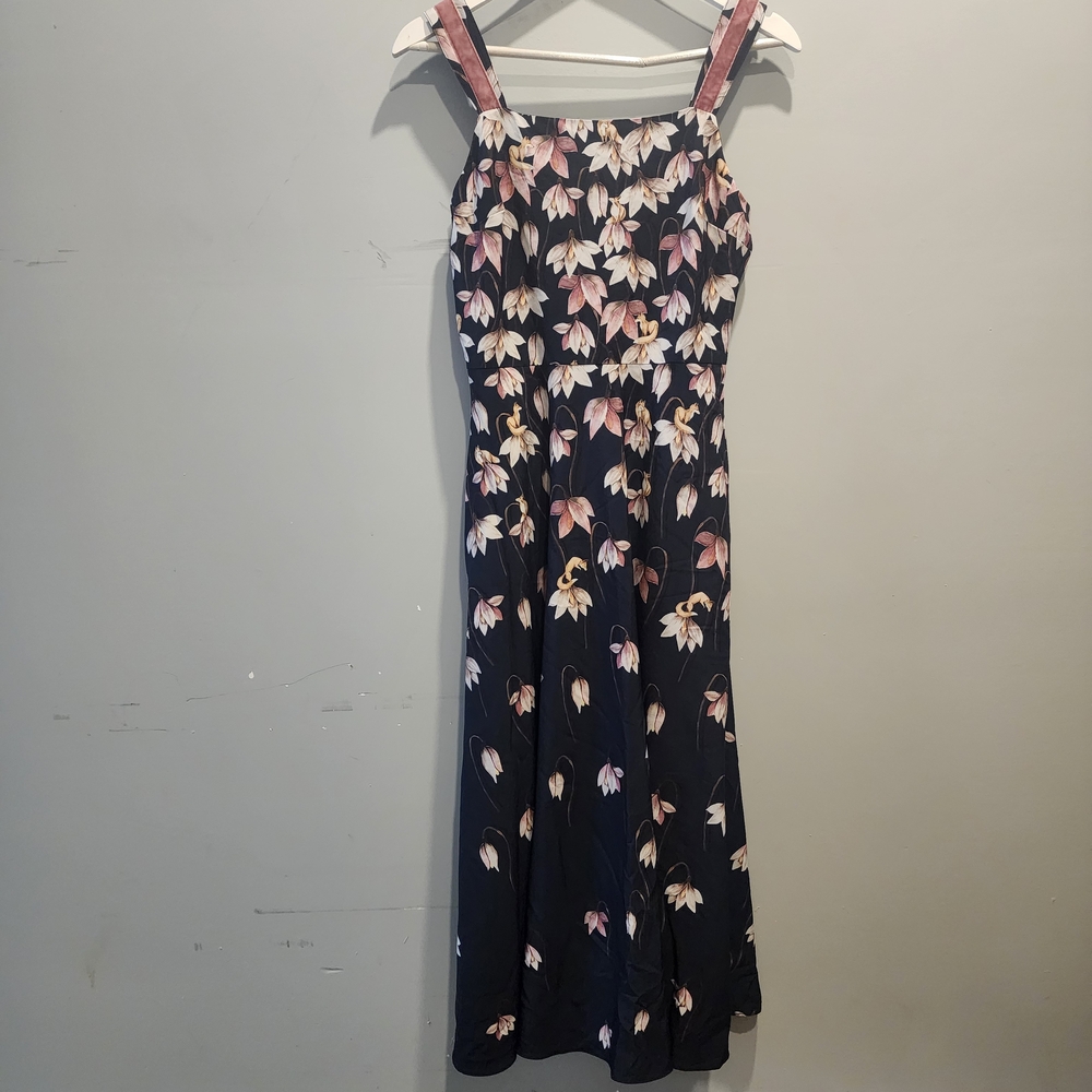 ANTIX (S) Floral Midi Dress in Navy and Pink